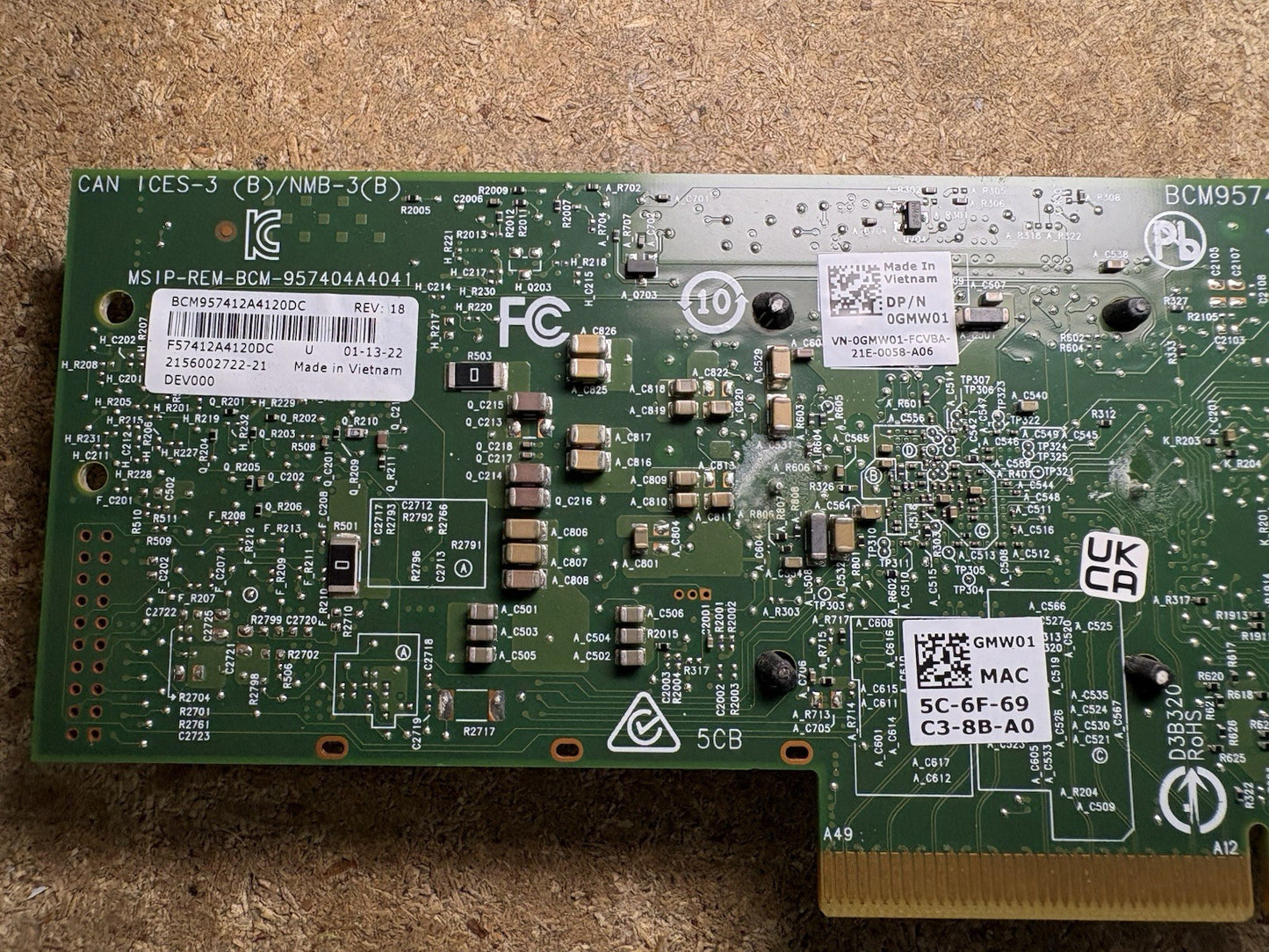 Dell Broadcom 57412 Dual Port 10Gb SFP+ PCIe Adapter High Profile GMW01 0GMW01