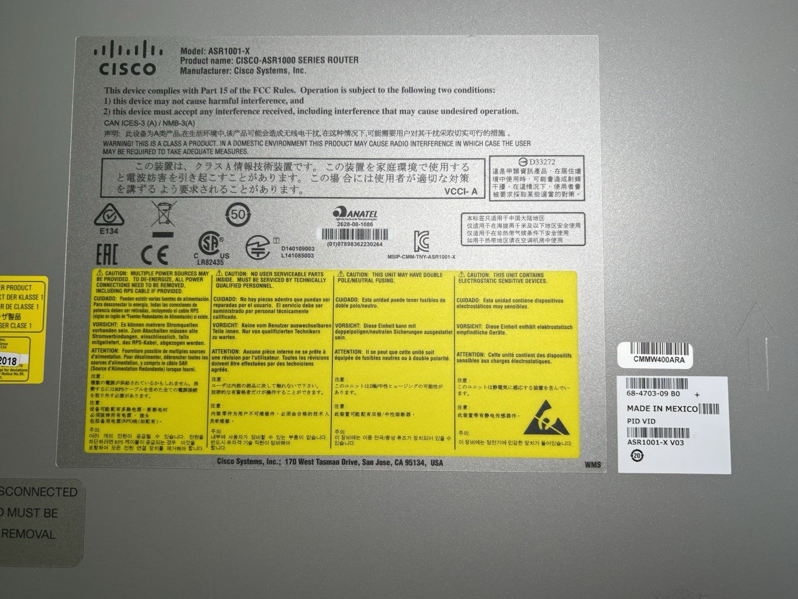 Cisco ASR1001-X  Aggregation Services Router with 2x DC PSU Advance enterprise