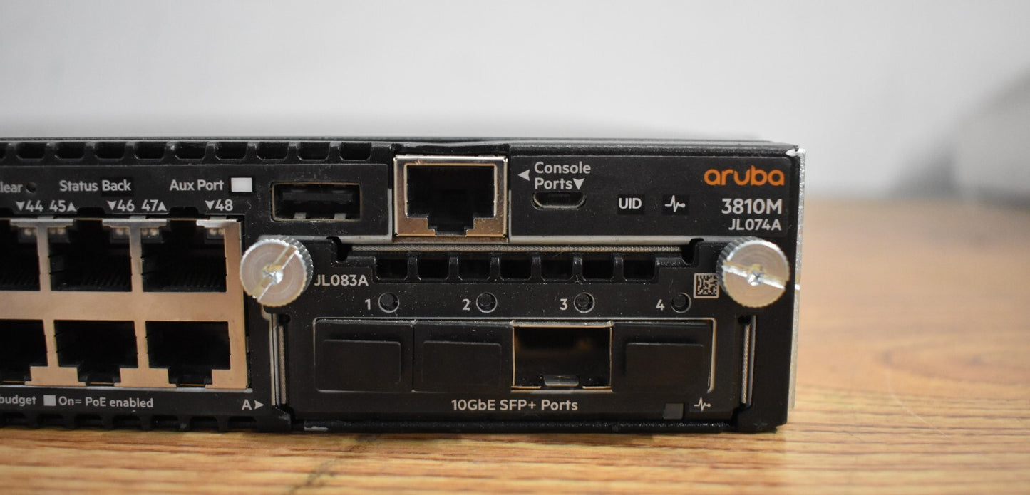 HP Aruba 3810M JL074A 48-Port PoE+ Managed Switch *Tested* w/ JL083A single PSU