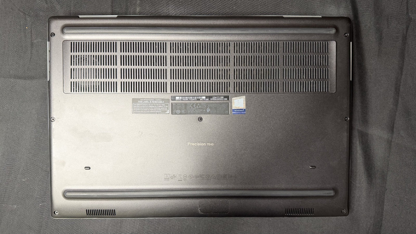Dell Precision 7540 Laptop i7-9850H 2.6GHz 16GB RAM 256GB SSD NO OS