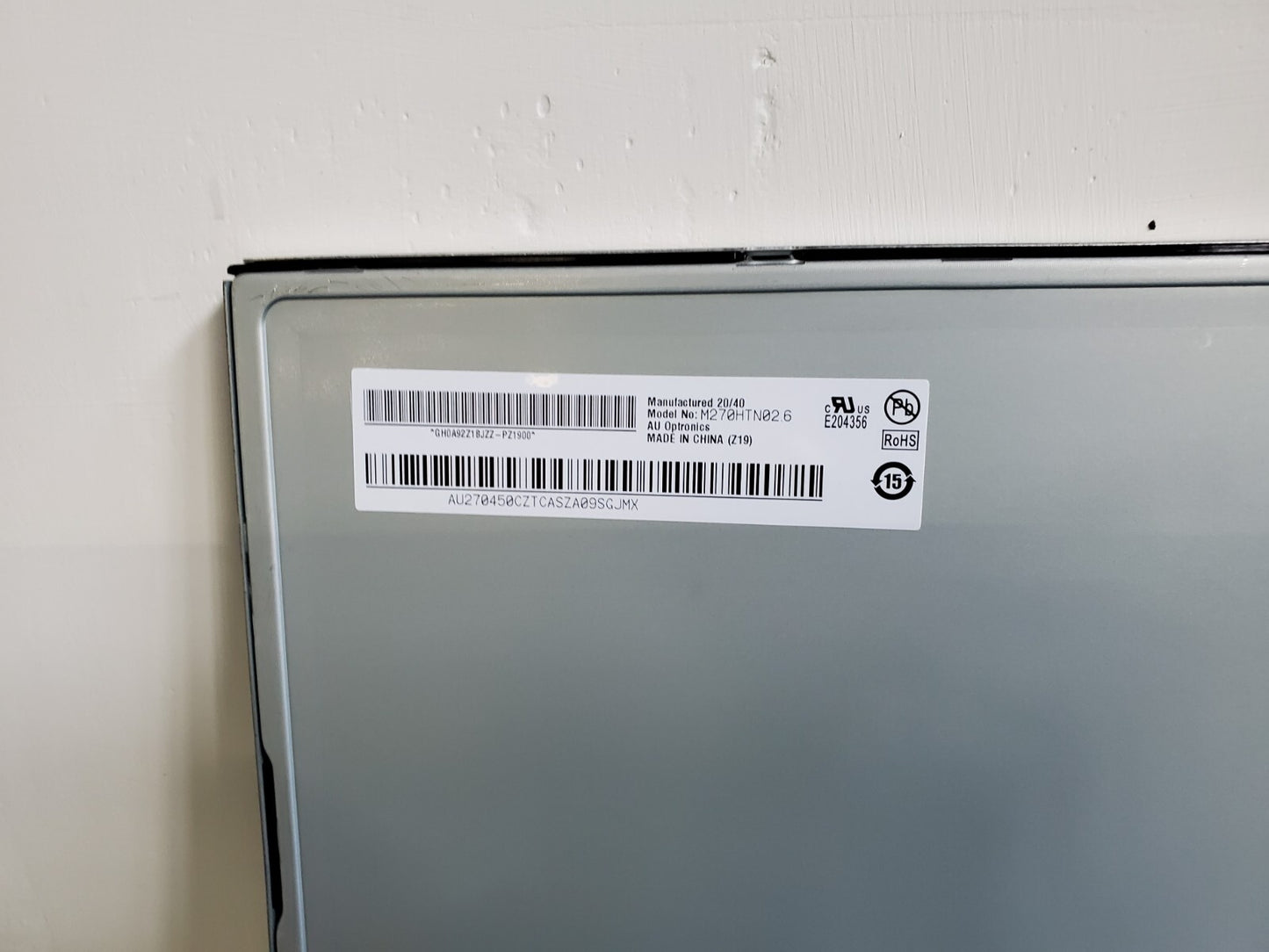 Original AUO 27 INCH LCD screen M270HTN02.6  7127M14.005 LGP PMMA 