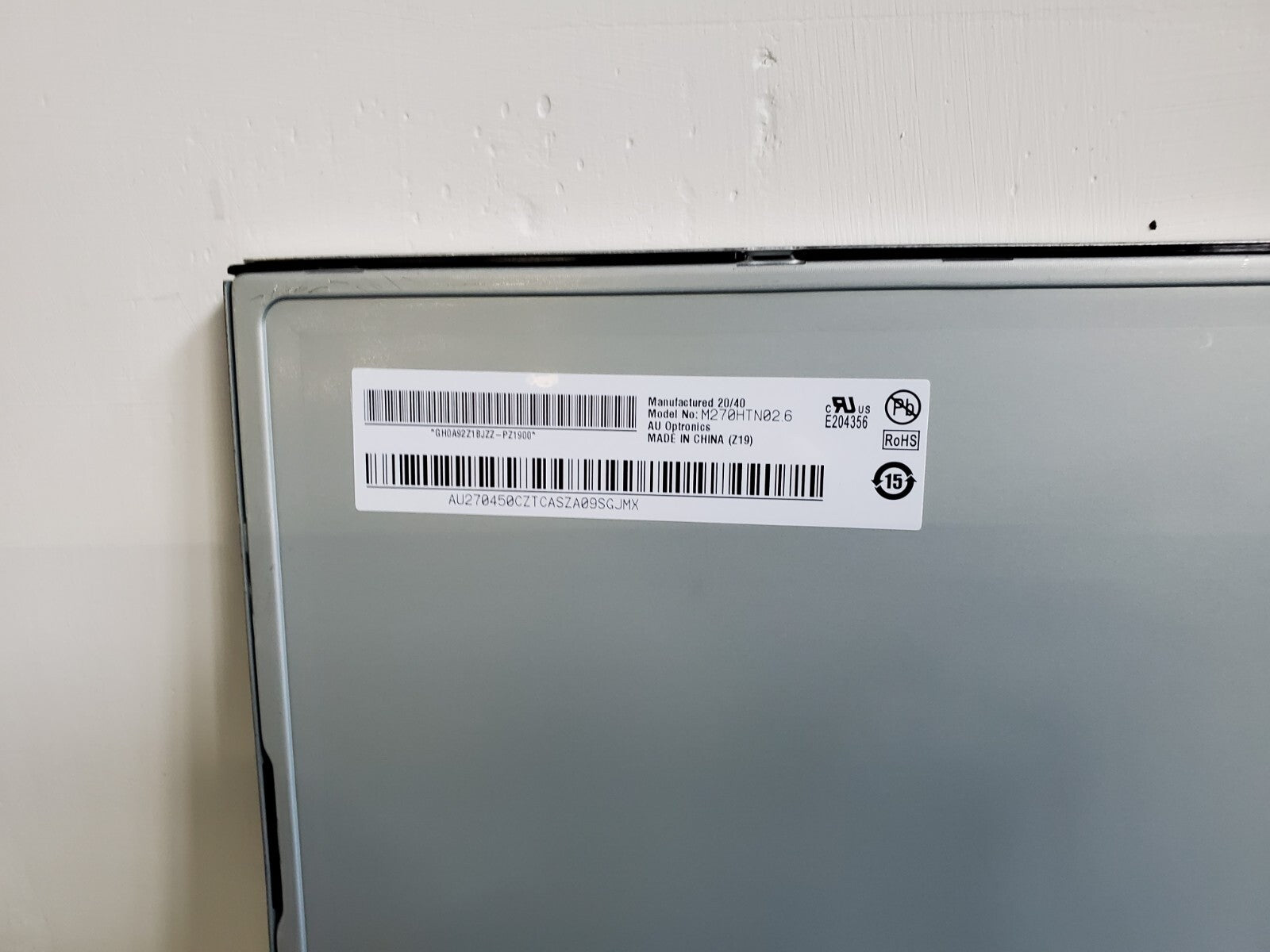 Original AUO 27 INCH LCD screen M270HTN02.6  7127M14.005 LGP PMMA 