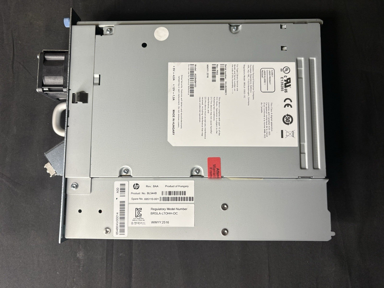HP BL544B 8GB FC LTO5 HALF HEIGHT  TAPE DRIVE UNIT AQ294B#103 695110-001