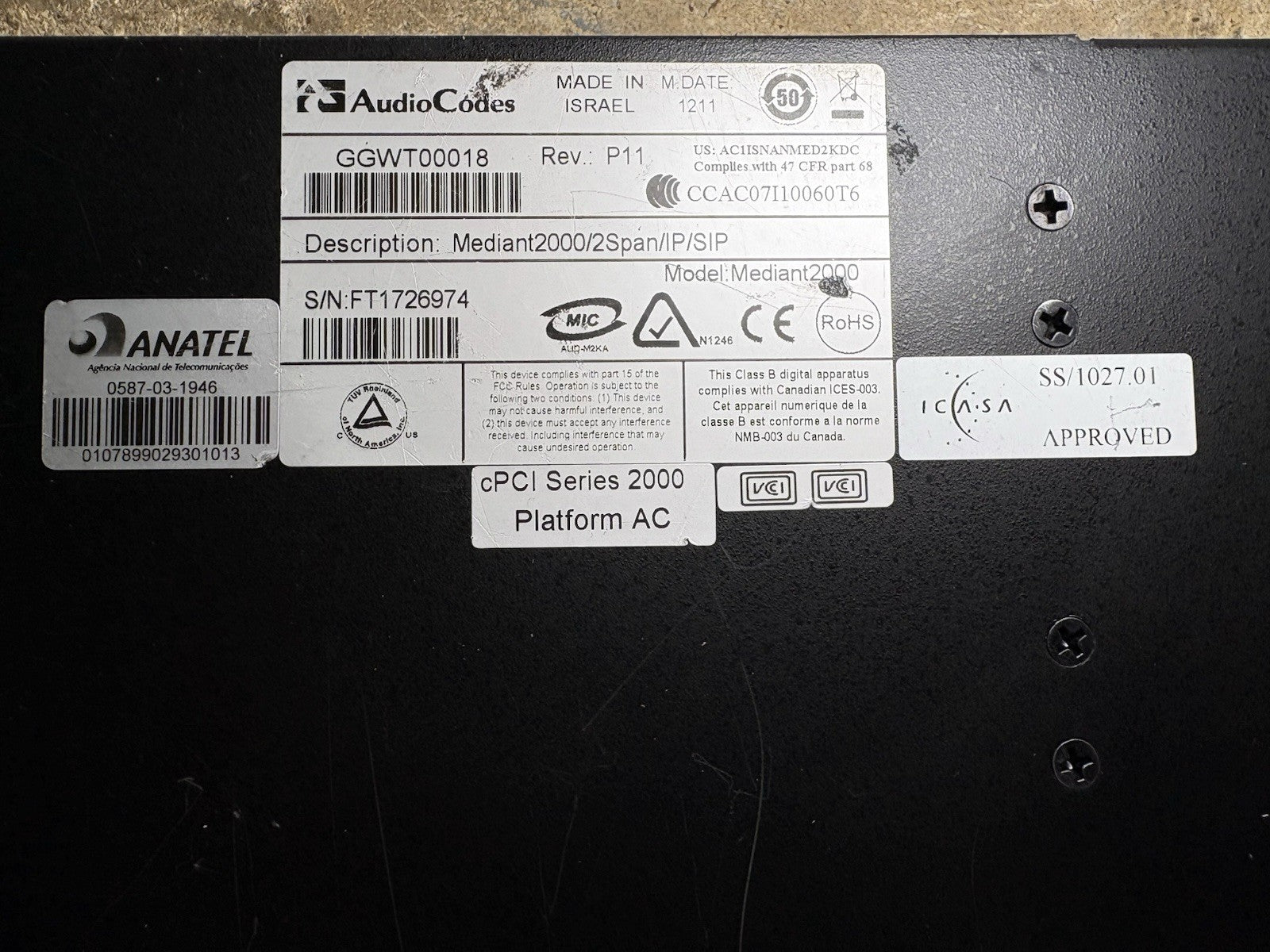AudioCodes Mediant 2000 VoIP System Media Gateway - GGWT00018