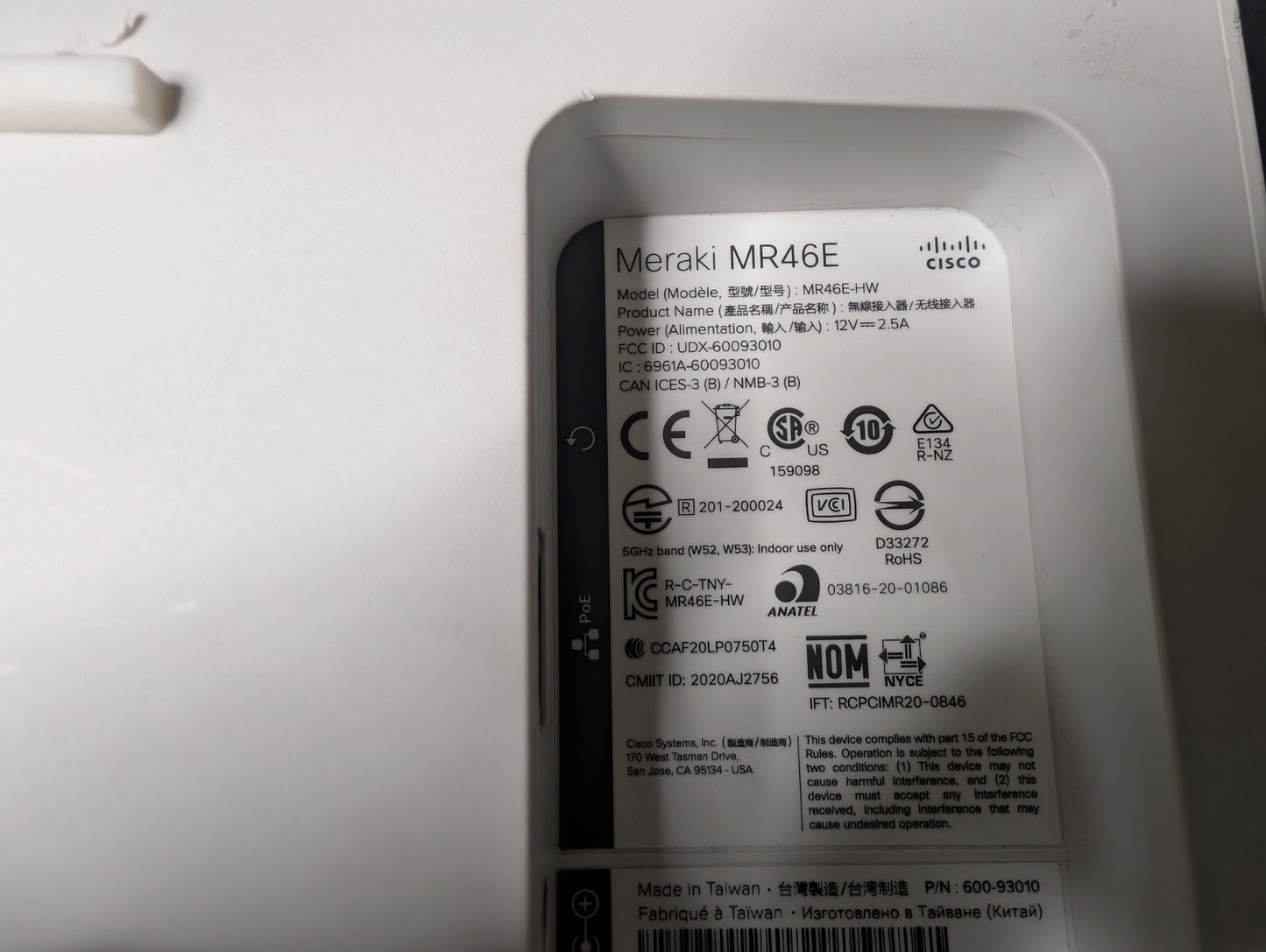 Cisco Meraki MR46E-HW Wi-Fi Access Points with antennas Unclaimed