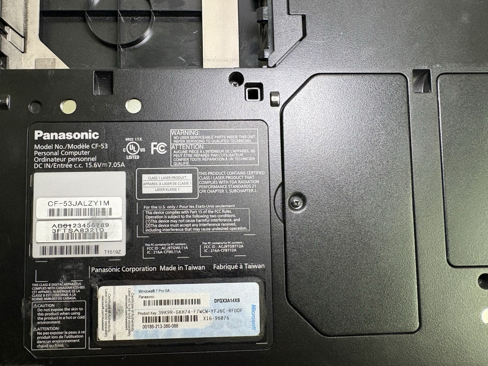PANASONIC CF-53 Core i5-3340M 2.70GHz 4GB RAM No SSD/Batt