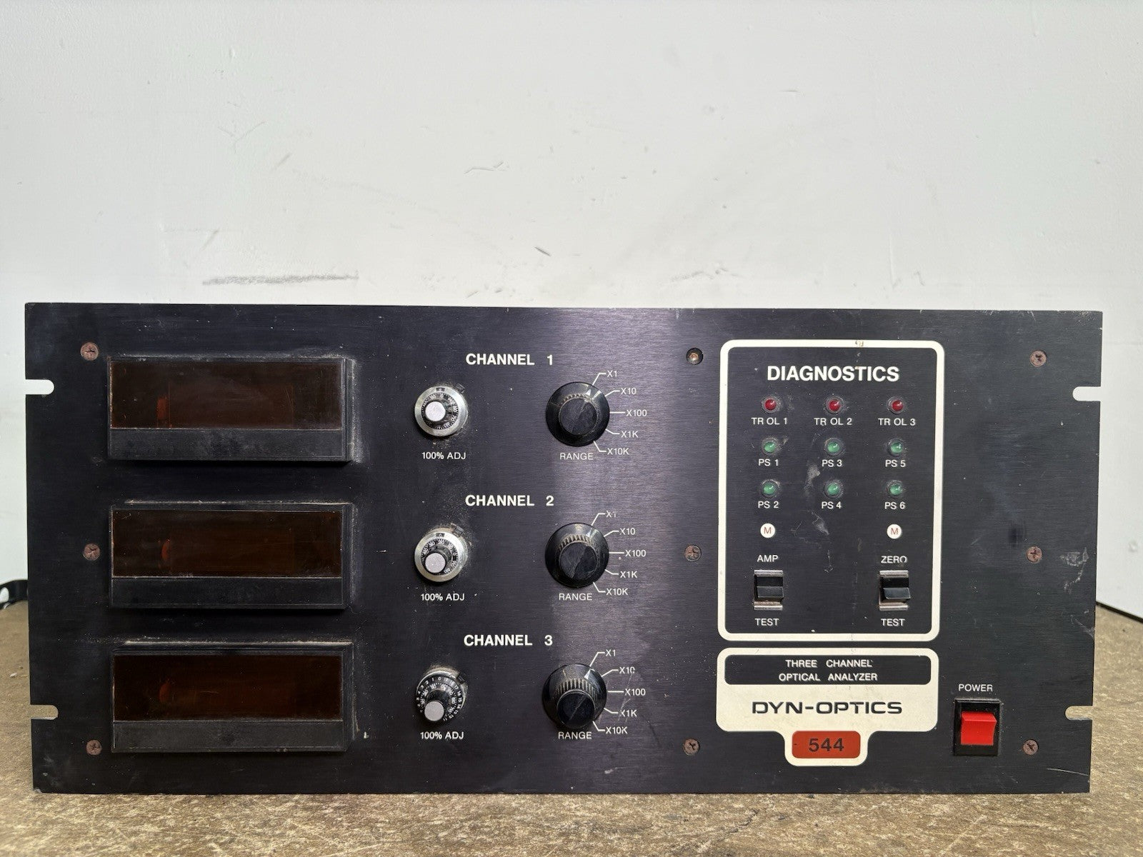 Dyn-Optics MODEL 580-D OPTICAL MONITOR Three Channel Optical Analyzer