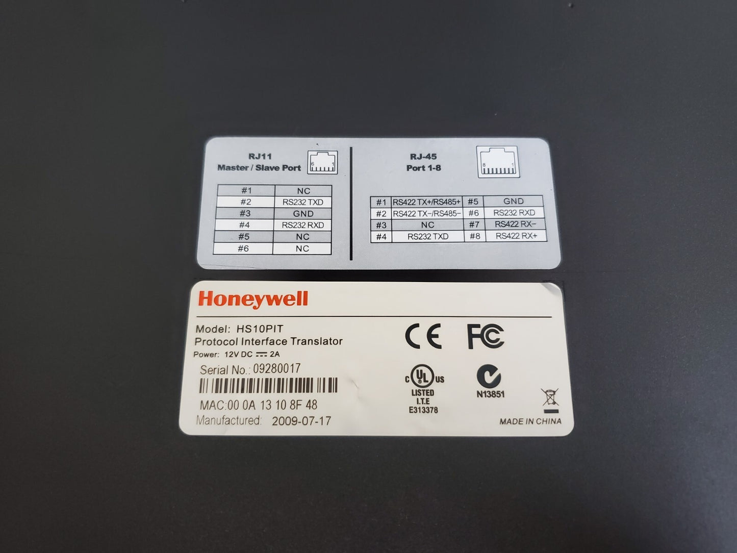 Honeywell Security MegaPIT HS10PIT Protocol Interface Translator CCTV Switcher R