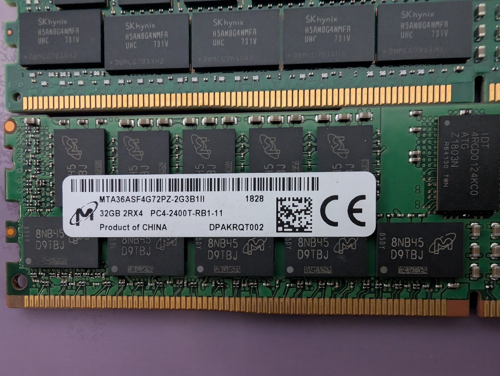 Lot of 4 mix 32GB 2Rx4 PC4-2400T MTA36ASF4G72PZ DDR4 RAM Memory