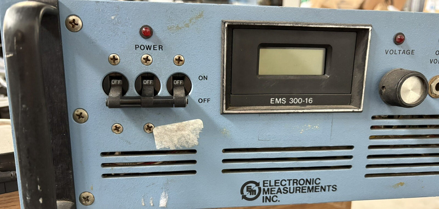Electronic Measurements Inc. EMS DC Power Supply EMS 300-16-2-D
