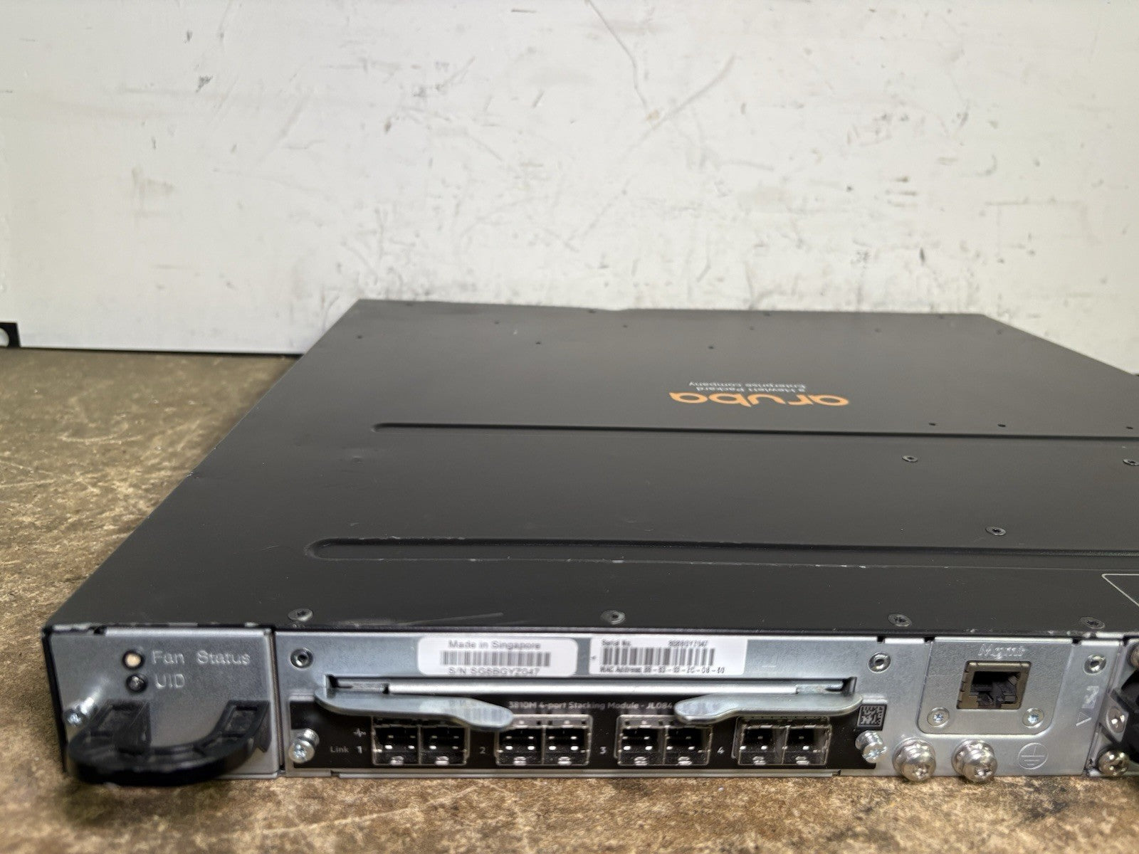 Aruba JL076A 3810M 40G 8 HPE Smart Rate PoE+ w/ JL084A Stacking Module*Cosmetic