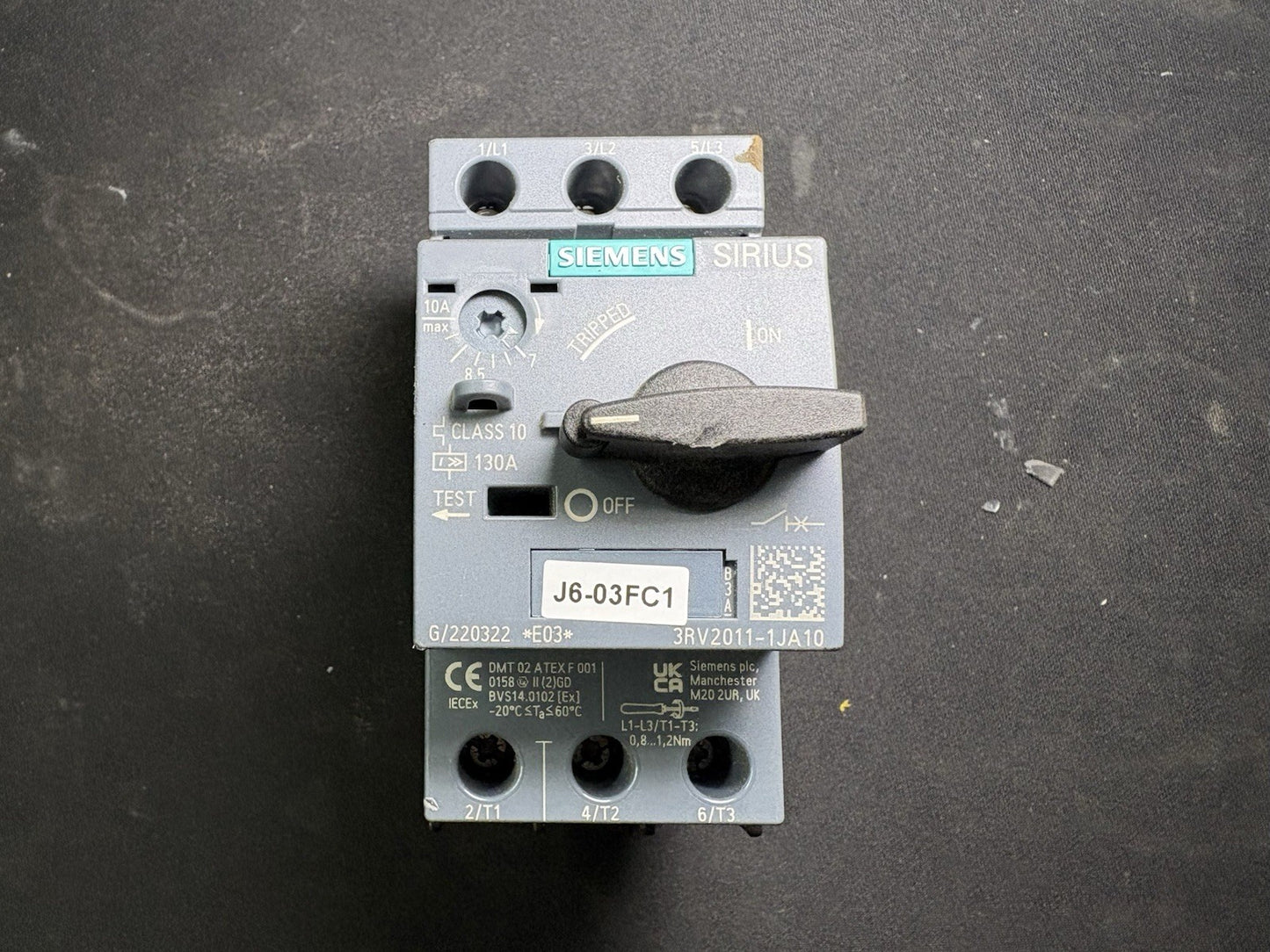SIEMENS SIRIUS 3RV2011-1JA10 MOTOR STARTER CIRCUIT BREAKER