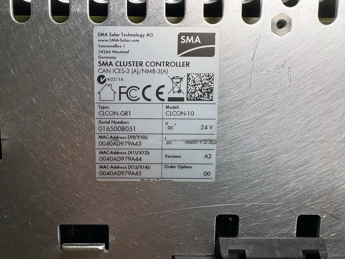 SMA Indoor Cluster Controller/Monitor 18VDC - 30VDC CLCON-10