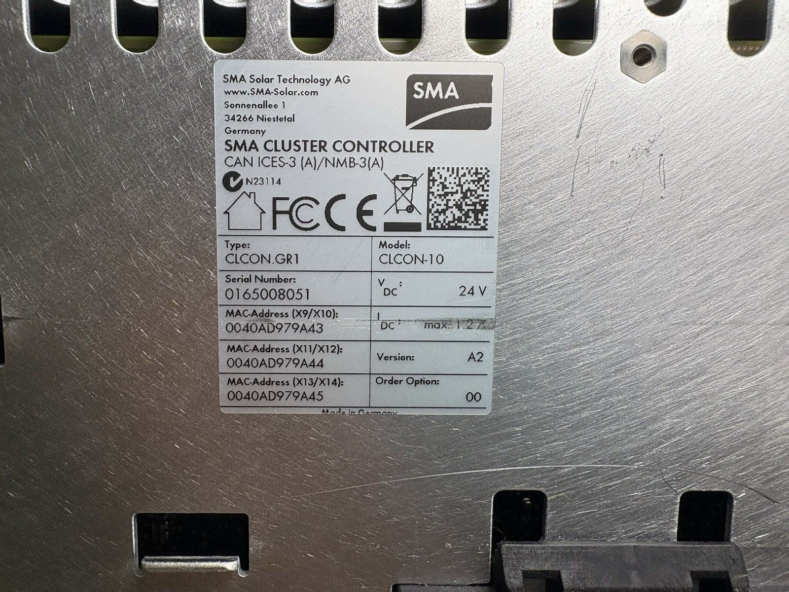 SMA Indoor Cluster Controller/Monitor 18VDC - 30VDC CLCON-10