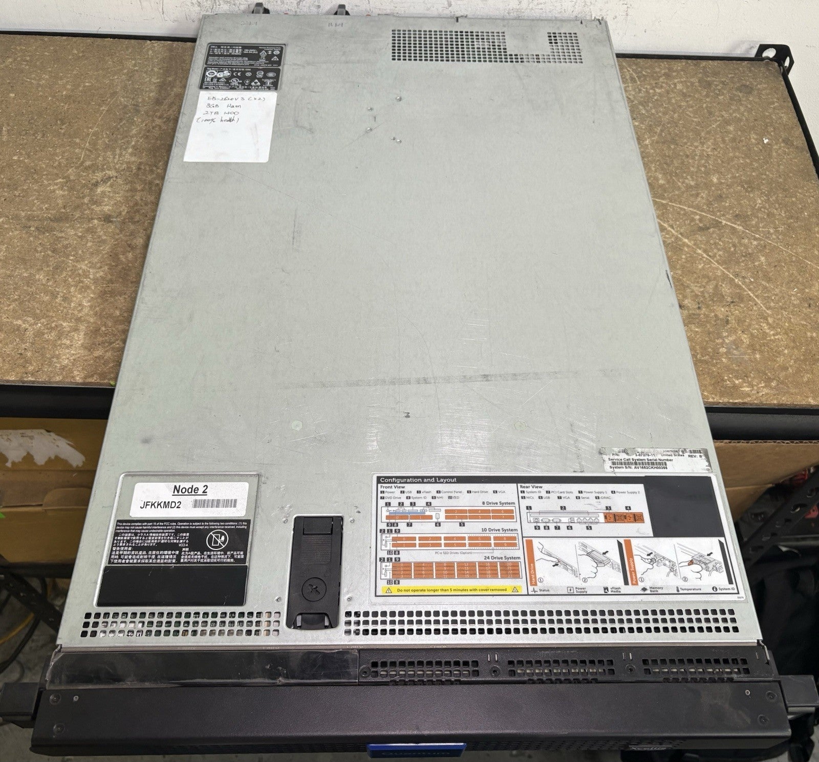 Quantum StorNEXT Xcellis x2 E5-2620 v3 No RAM 2TB HDD 2X PSU / Dell E26S Server