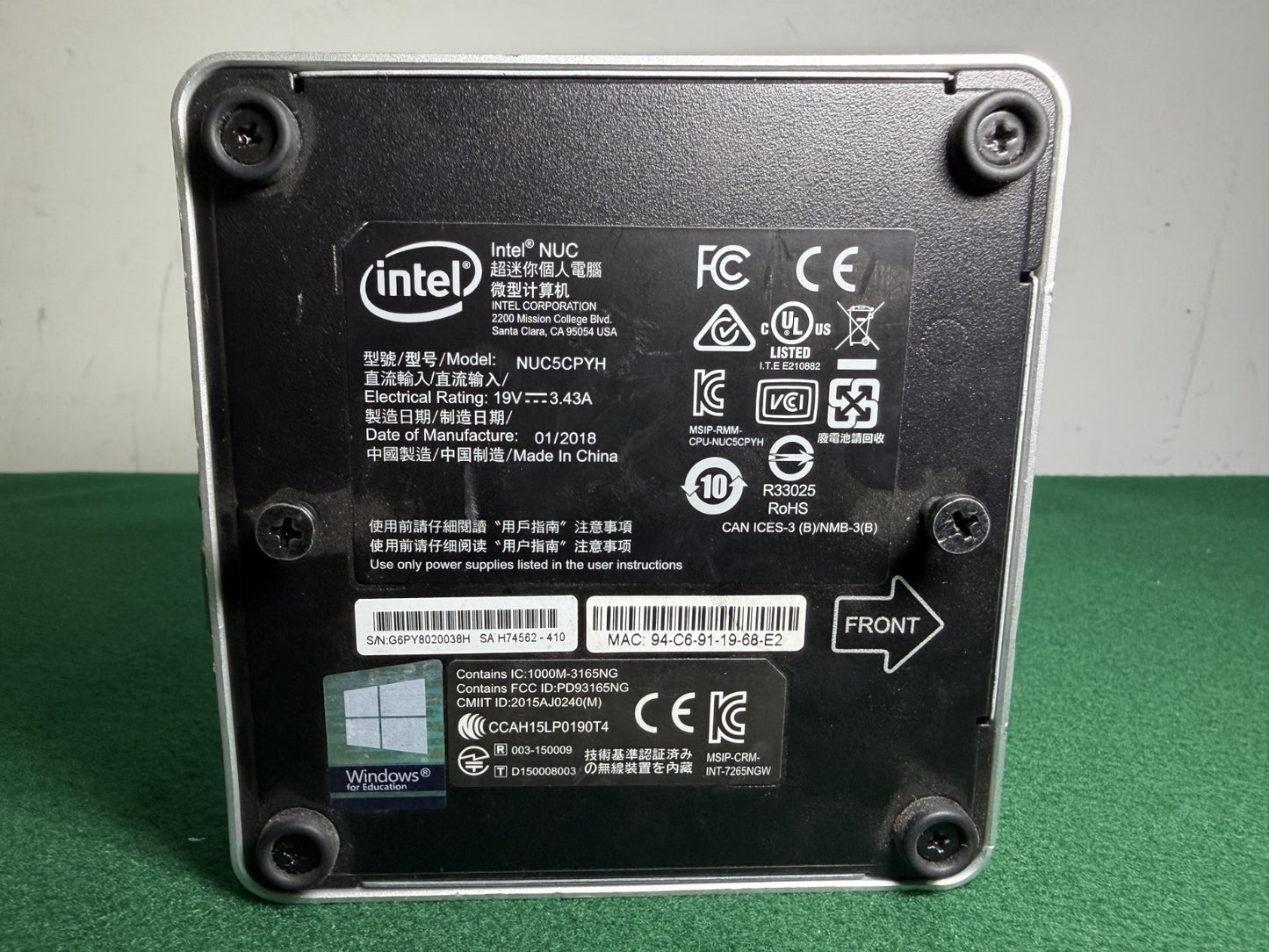 Intel NUC NUC5CPYH  Celeron N3050 1.6GHz 8G, 128G SSD