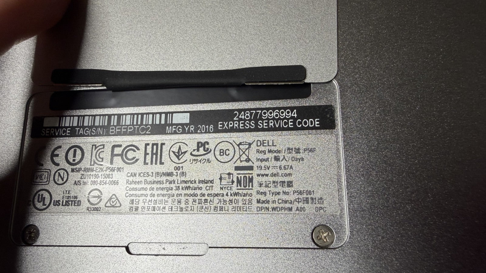 Dell XPS 15 9550 Intel Core i7-6700HQ, 256GB SSD 8GB RAM 70-79% Battery, NO OS