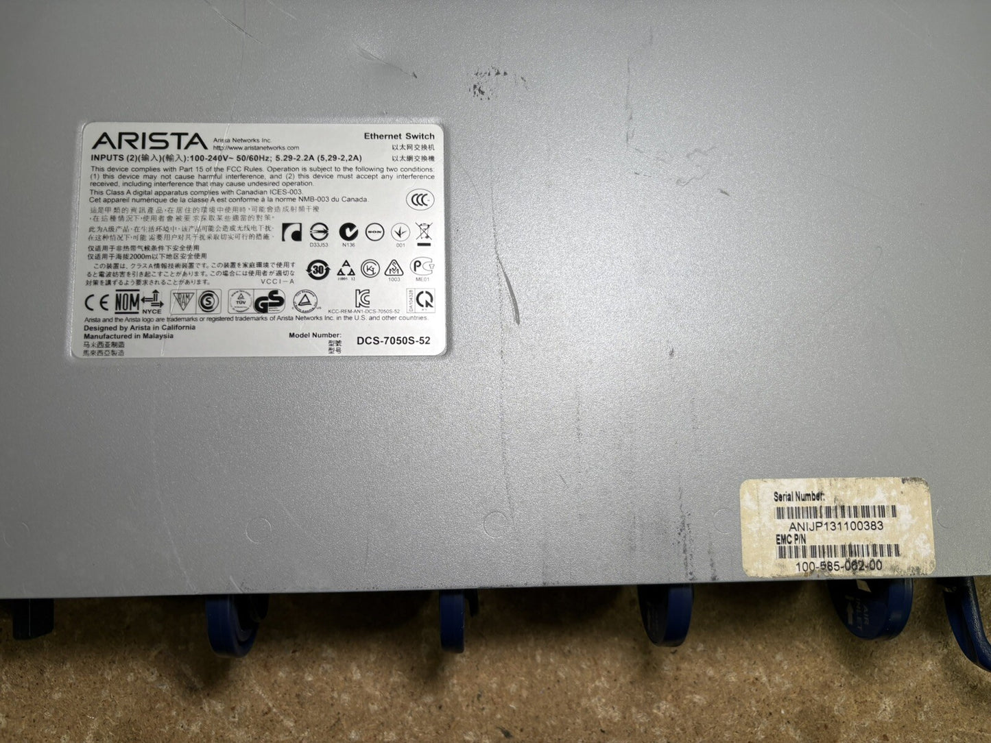 Arista DCS-7050S-52-R 52-Port 10GbE SFP+ Layer 3 Switch R-F Airflow Dual PSU