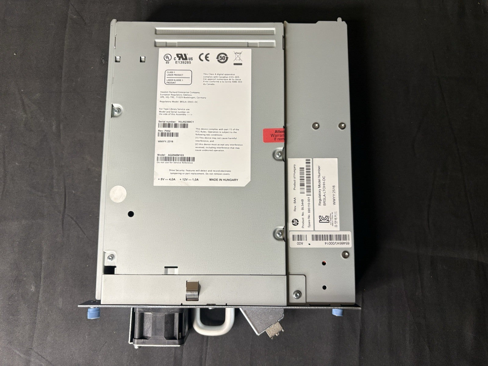HP BL544B 8GB FC LTO5 HALF HEIGHT  TAPE DRIVE UNIT AQ294B#103 695110-001