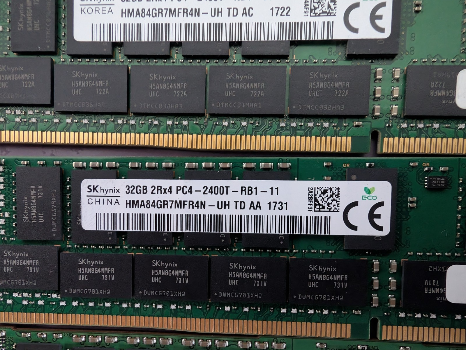 Lot of 4 mix 32GB 2Rx4 PC4-2400T MTA36ASF4G72PZ DDR4 RAM Memory