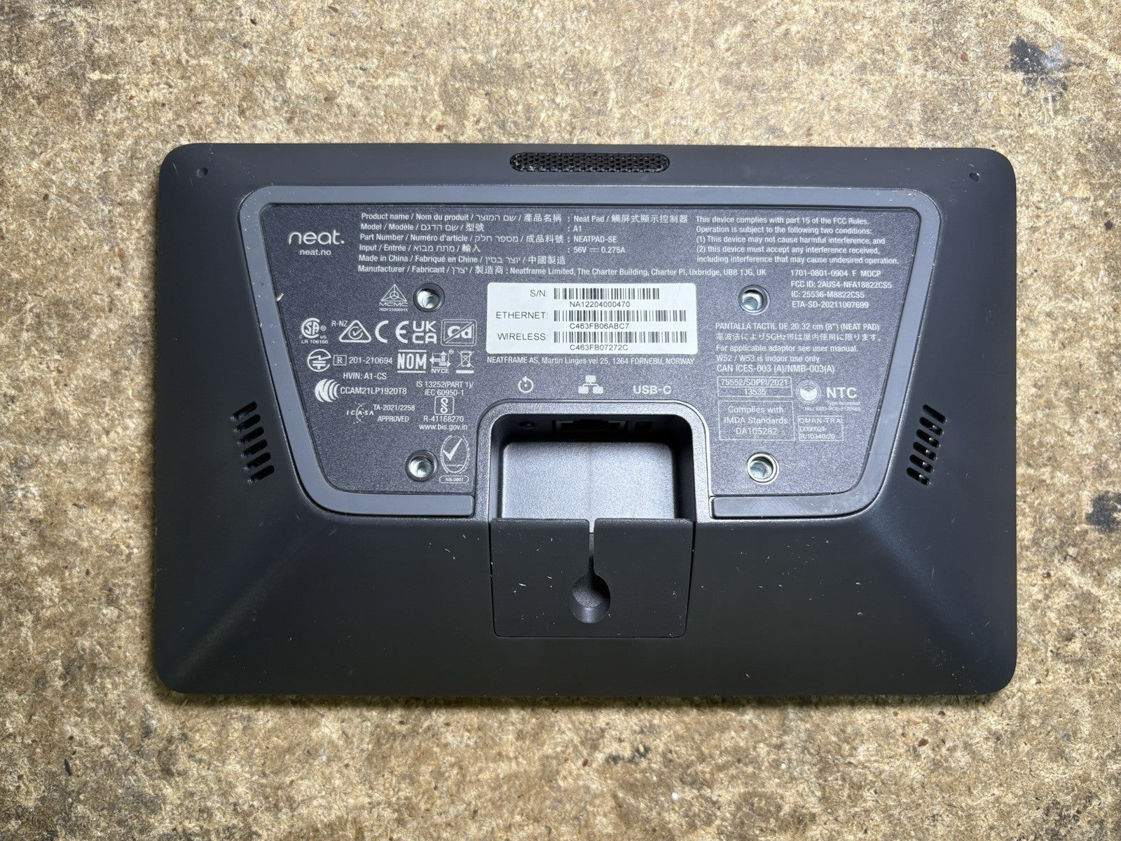 Neat Pad A1 NEATPAD-SE Touch Display Controller For Zoom Rooms Tablet Only Used