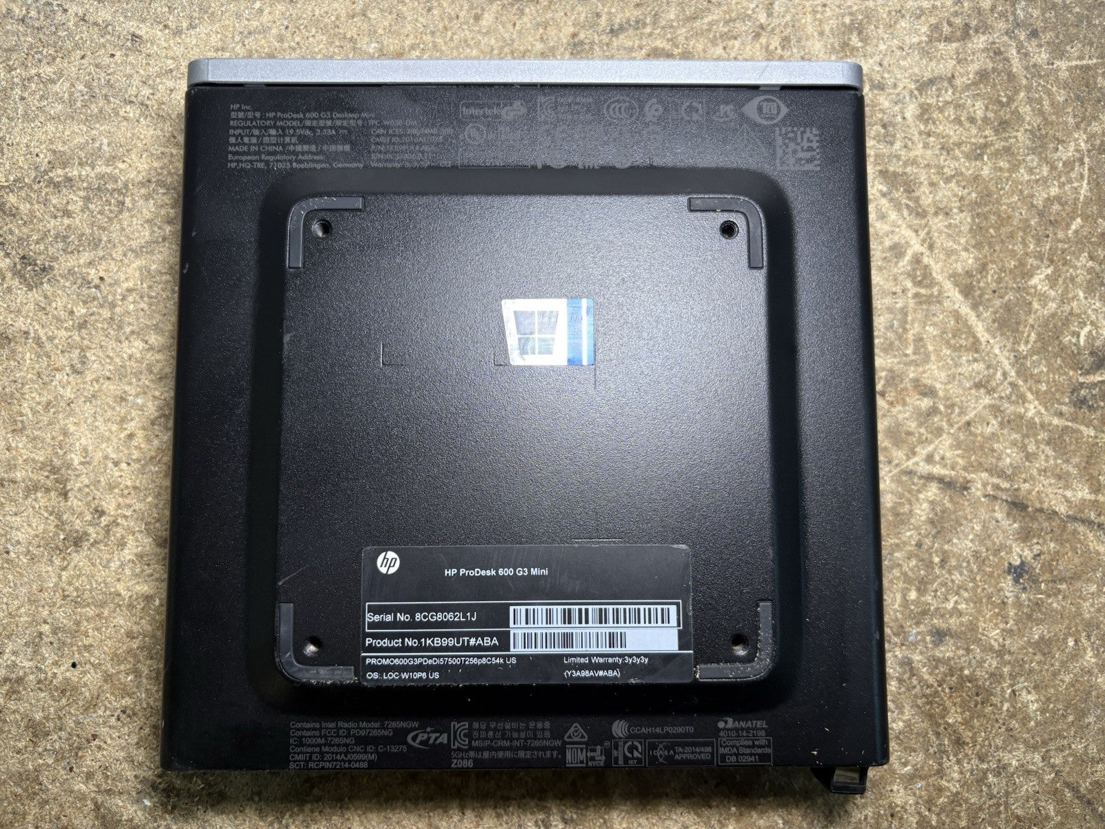 HP prodesk 600 g3 i5-7500t 8gb Ram NO AC Adapter No SSD