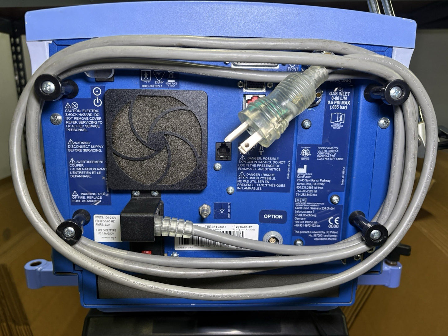 Carefusion Vela T Bird Series Ventilator System Model 16532-00  *READ*
