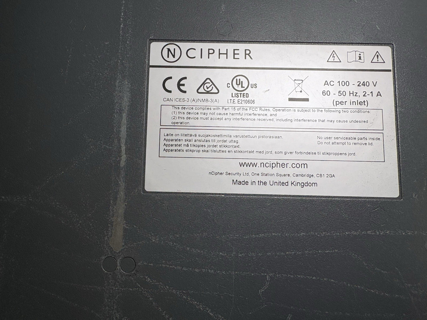 Cipher NH2075 nShield Connect security appliance