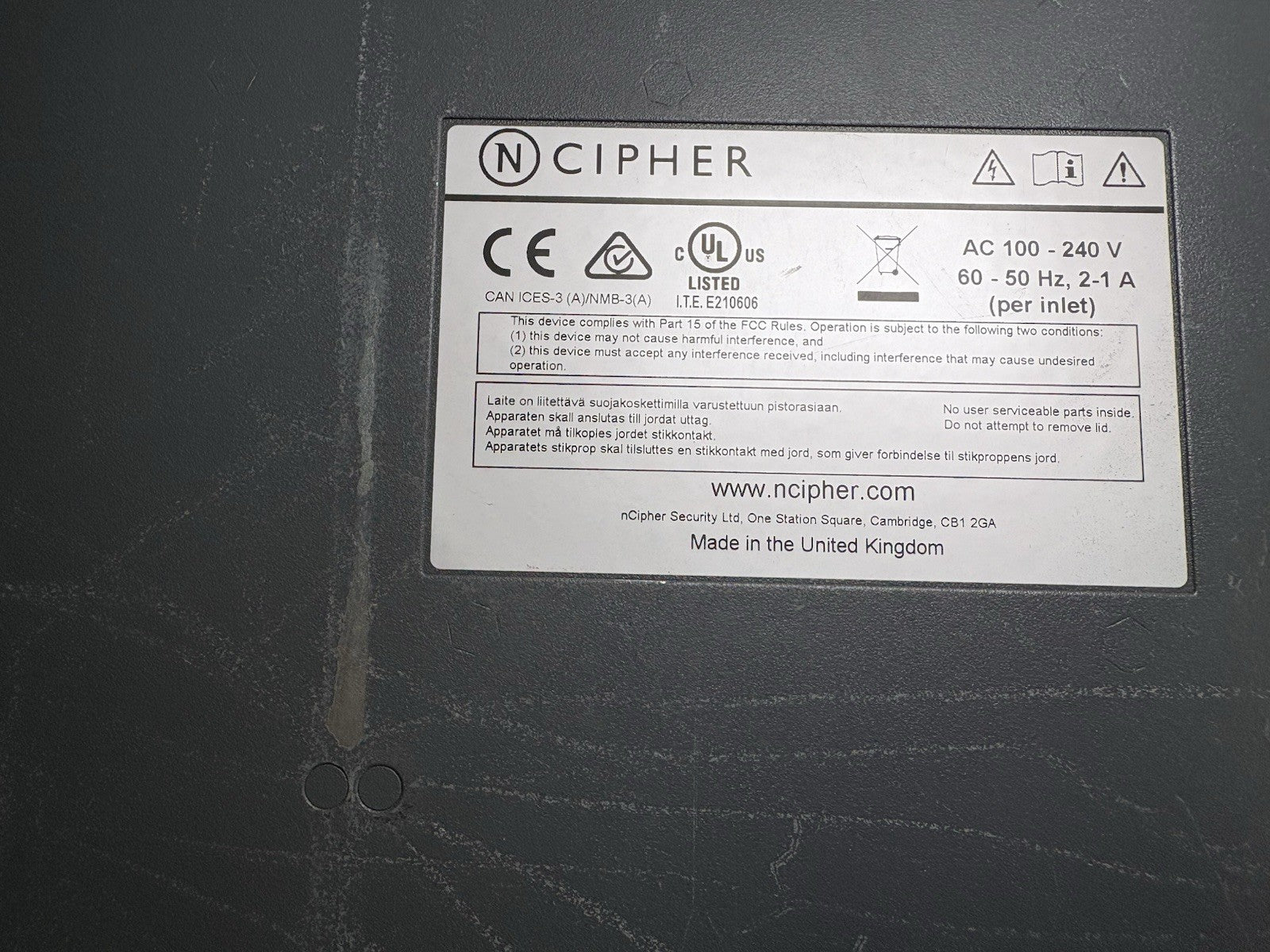 Cipher NH2075 nShield Connect security appliance