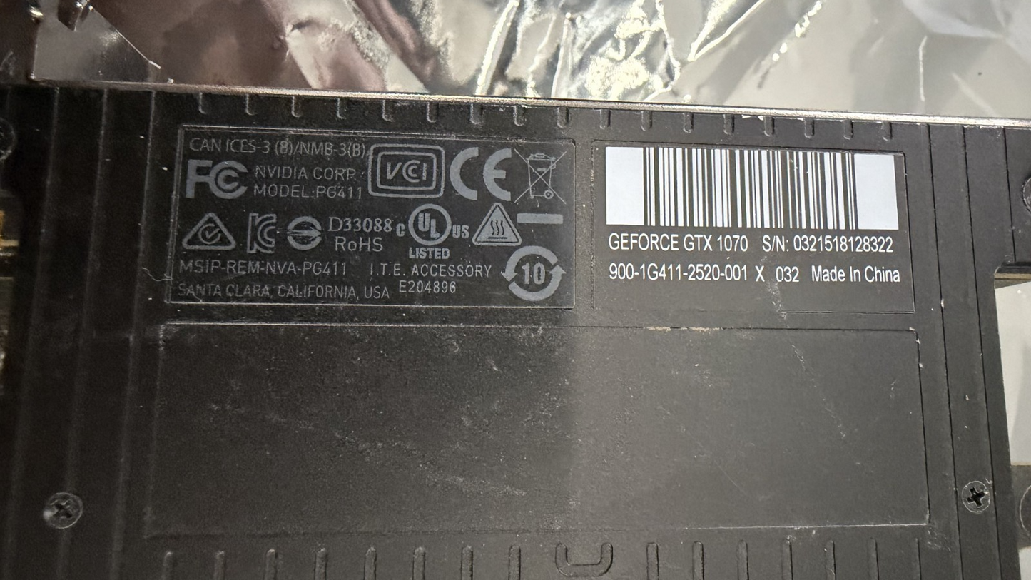 NVIDIA GeForce GTX 1070 8GB GDDR5 Graphics Card PG411