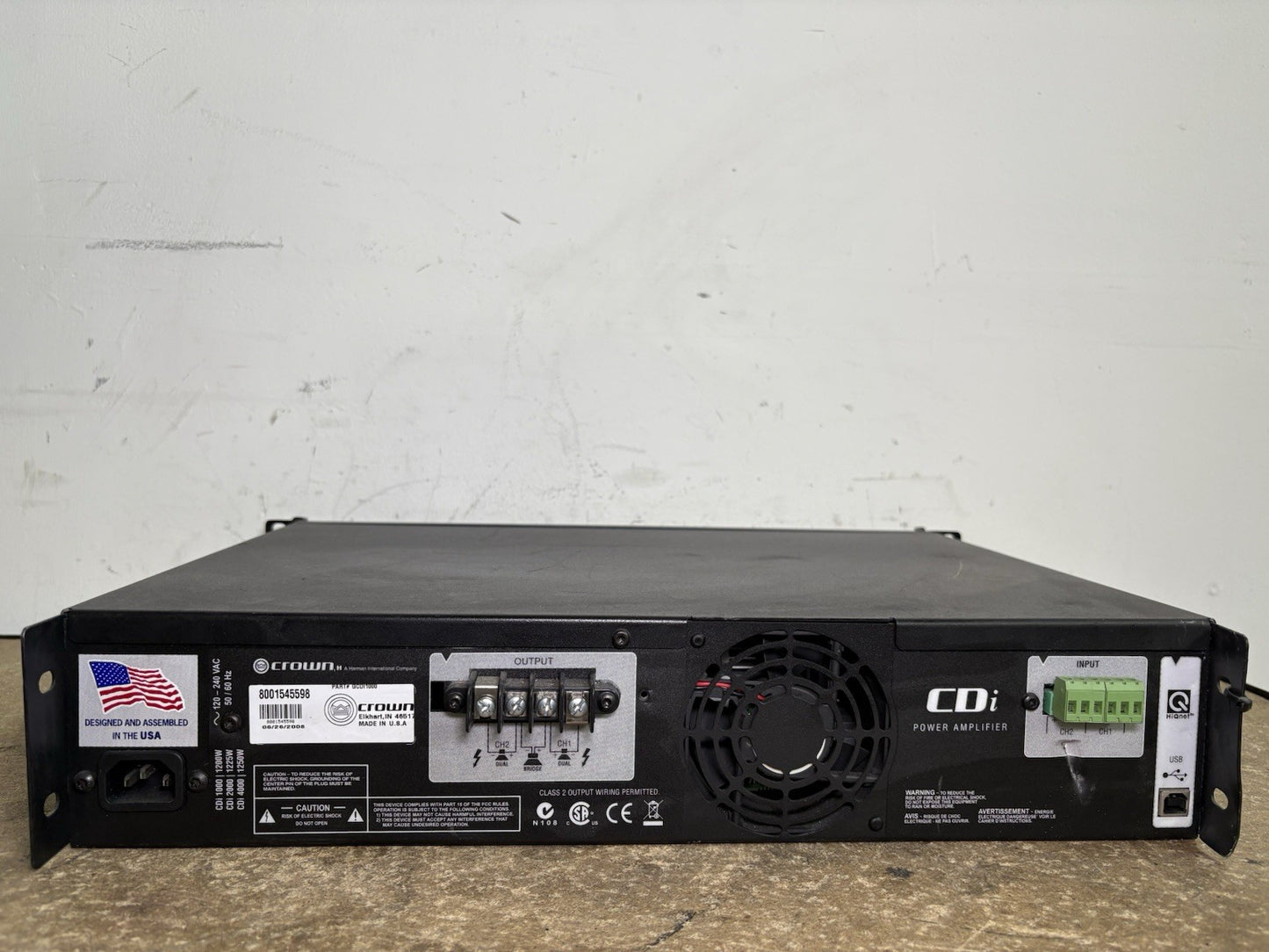Crown CDi 1000 500W 2-Channel 70V Power Amplifier - Black