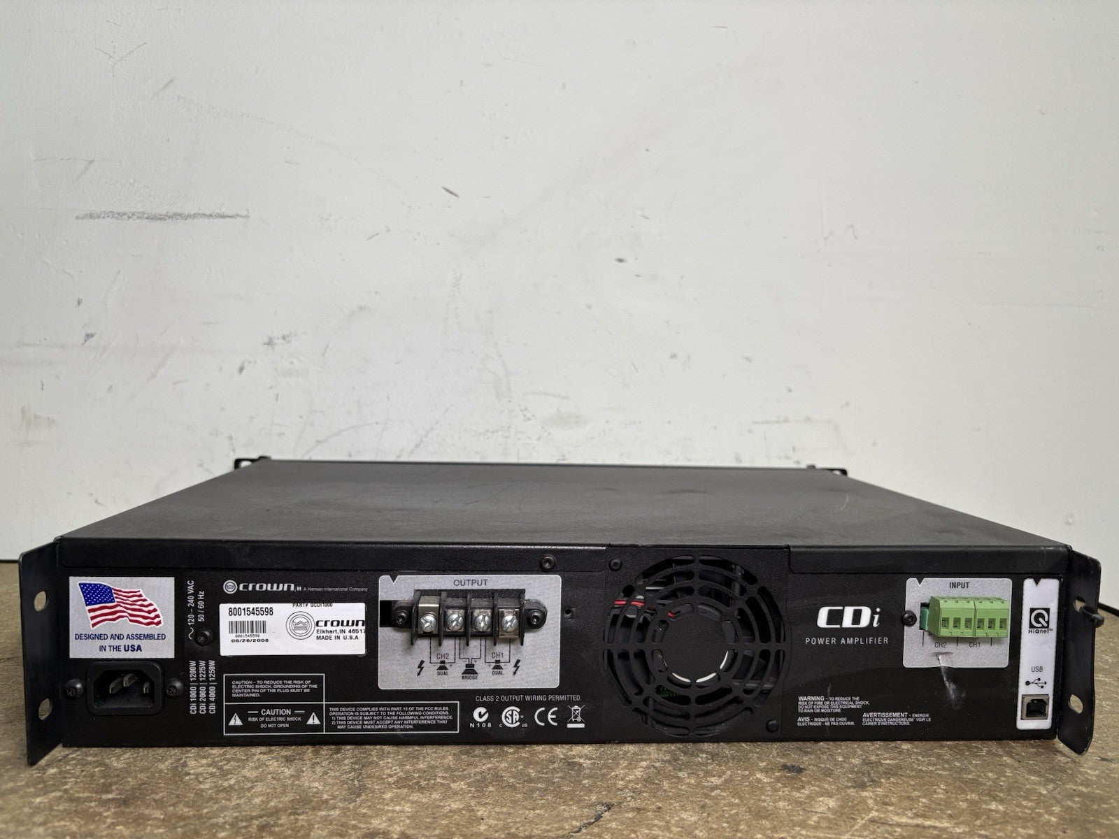 Crown CDi 1000 500W 2-Channel 70V Power Amplifier - Black